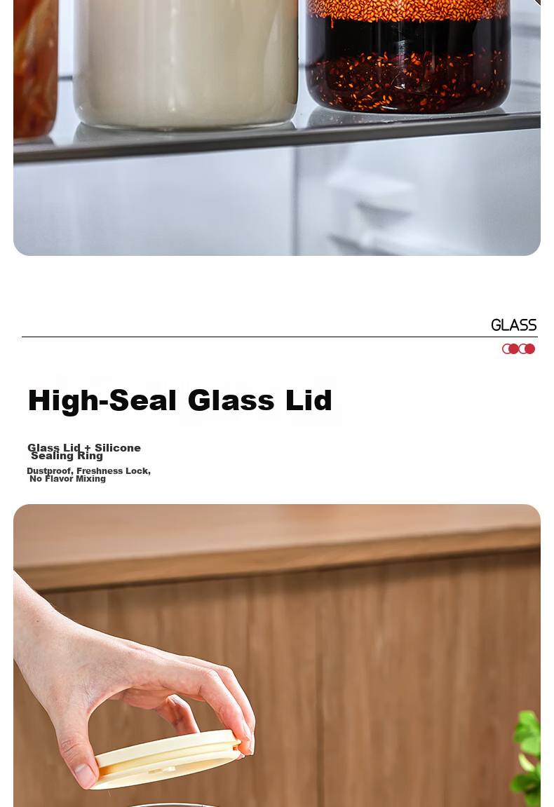 PINYU Glass Chili Oil Container with Lid, High-Temperature Resistant Lard Jar, Food-Grade Sealed Household Spicy Oil Pot 6