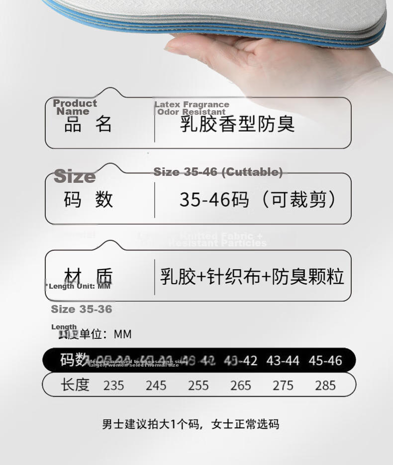 FOOTOPPO Antibacterial Latex Insoles for Men Summer Ultra-Thin Soft Elastic Insoles Military Training Sports Shock Absorption Sweat-Absorbing Breathable Thin Insoles 19