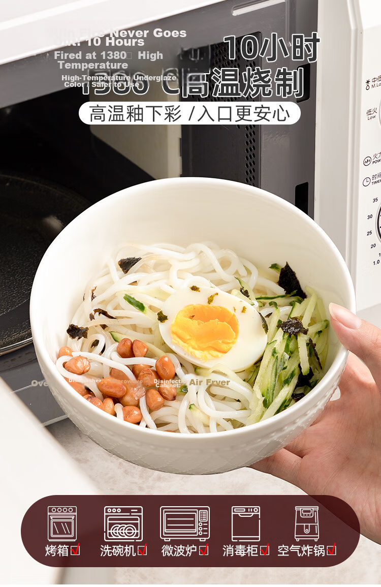 Banwushenghuo Large Ceramic Soup Bowl with Lid, Double-Handled Soup Pot, High-Capacity Soup Bowl for Home Use, Underglaze Colorful Large Serving Bowl 11