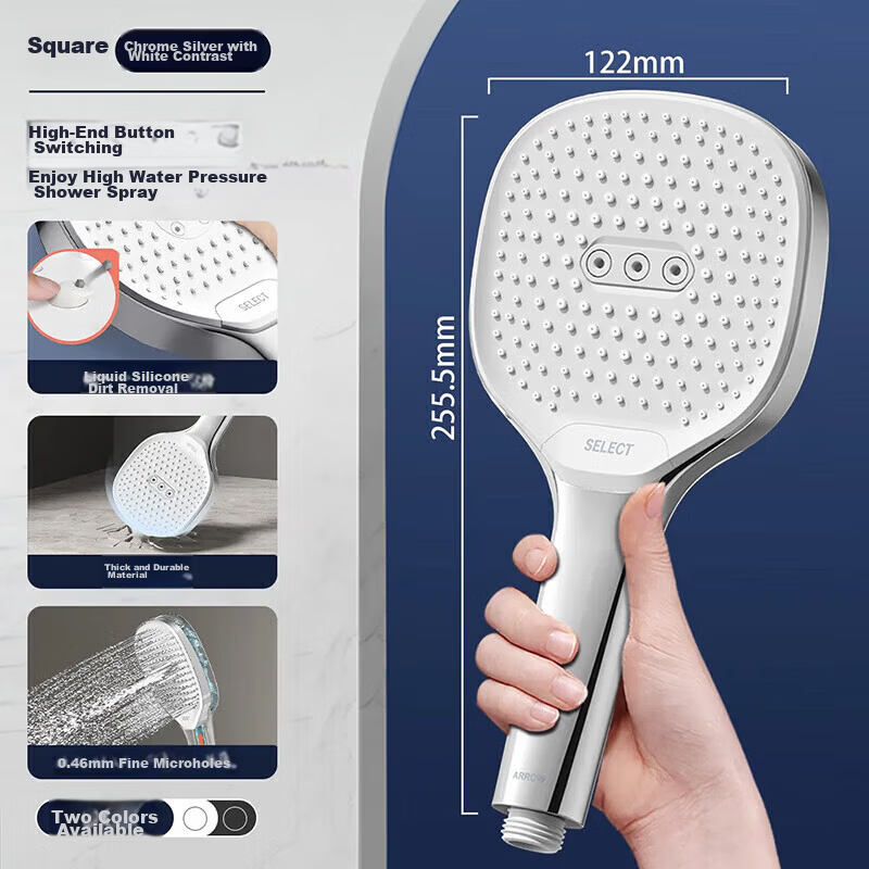 ARROW HS Silver Pressurized Handheld Shower Head for Home Bathroom Bath Rain Shower Single Spray Head 1