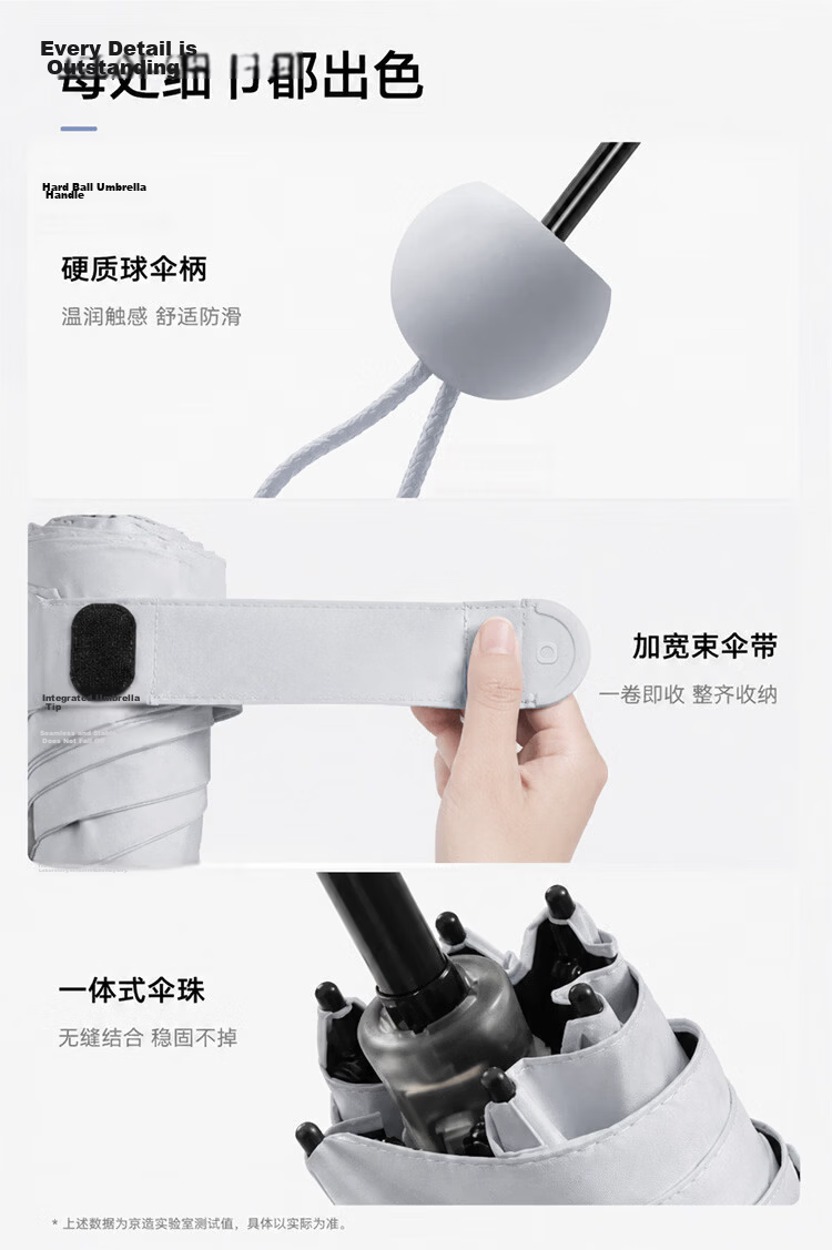 JD Jingzao Capsule 50% UV Protection Sun Umbrella Cloud Gray Portable Foldable Sunscreen Rain Umbrella for Women 9