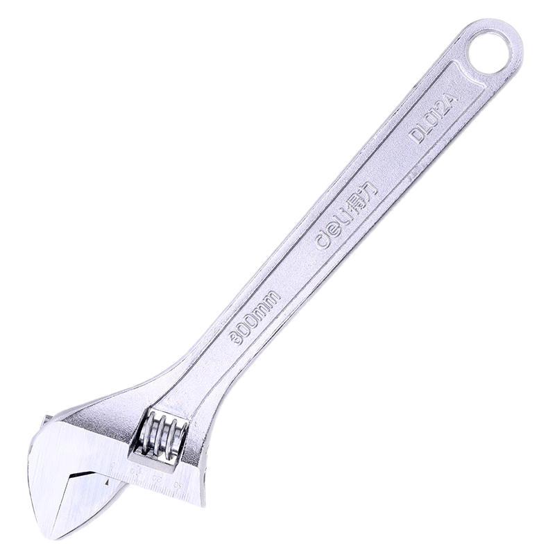 Deli Multi-Function Adjustable Wrench with Smooth Handle, Universal Open-End Wrench, Adjustable Wrench, Laser Scale, 12 Inches