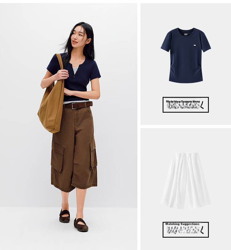 Semir Mall Style | Women's Summer Short Sleeve T-Shirt, Short Colorblock Fake Two-Piece, 2026 Shoulder Top 101326100004 18