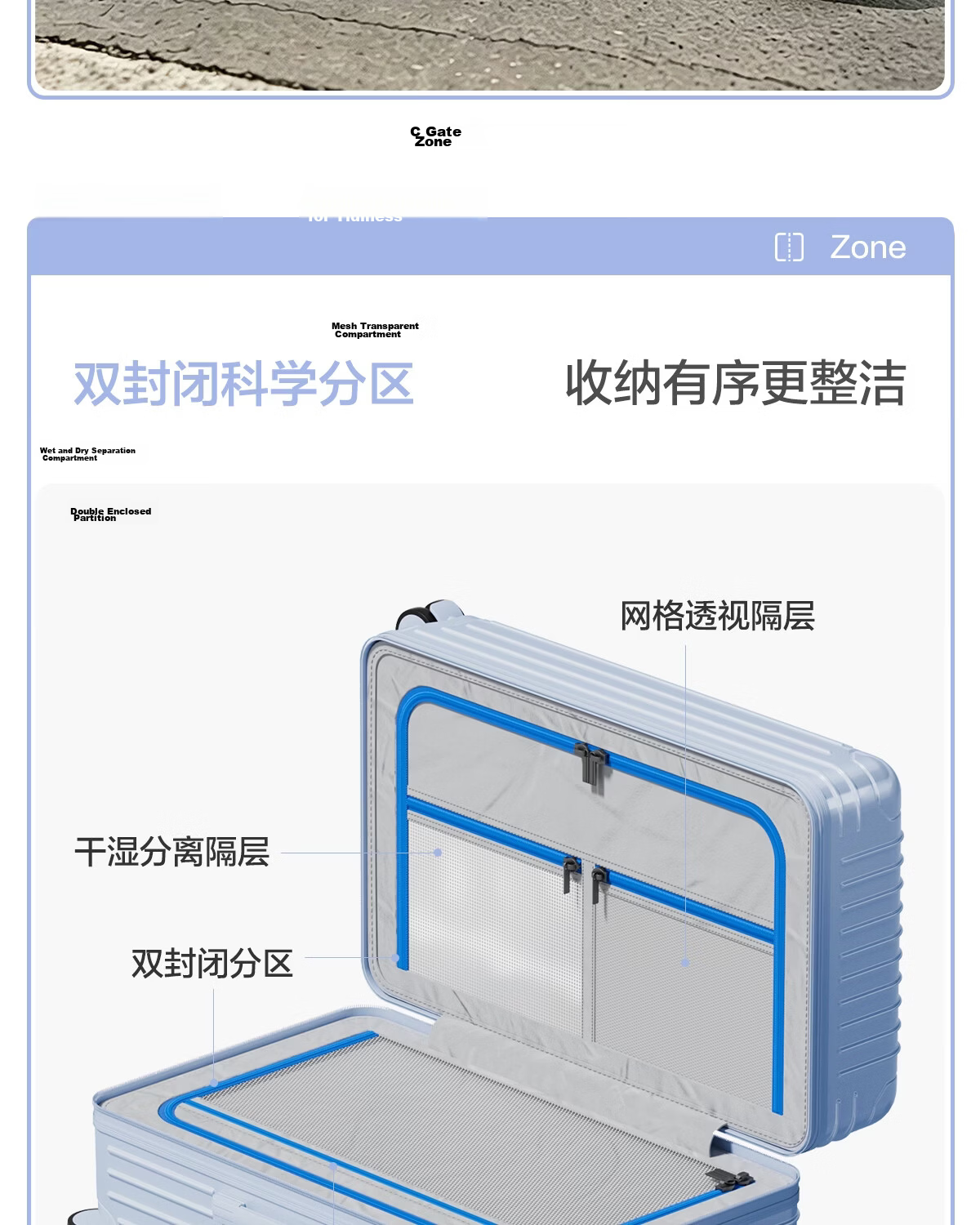HLA Large Capacity Luggage Men's Trolley Case Women's Short Trip Suitcase Sturdy Carry-On Password Lock Ice Mist Blue 26 Inch 9