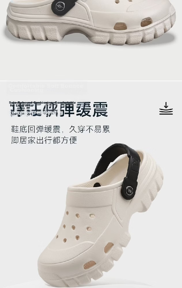 Huamei Comfortable Walking Sandals, Breathable Ventilated Open-Toe, Anti-Collision, Anti-Slip, Odor-Resistant, Quick-Dry Slippers HM2656 Off-White Size 42-43 9