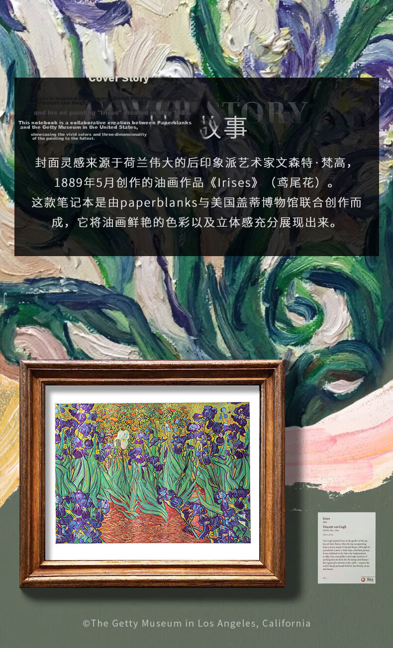 Paperblanks Premium Notebook Van Gogh Irises High-Quality Journal Gift for Students and Teachers Elegant Diary 4