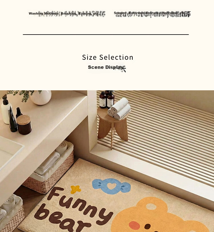 Bodisi Plush Bathroom Door Mat Non-Slip Toilet Floor Mat Washbasin Entrance Rug 60*40CM 13