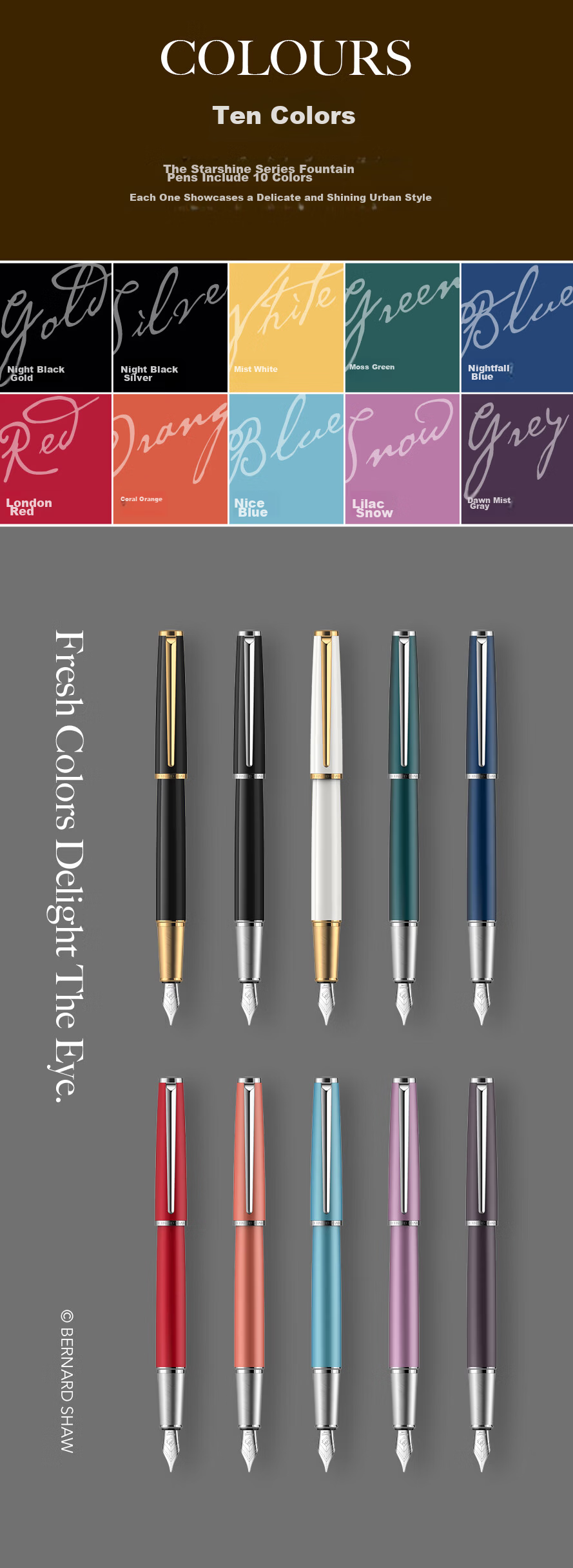 Bernard Shaw Premium Luxury Fountain Pen "Starshine" Cloud White Exclusive Ink Gift Box Set High-End Business Office Gift for Men Graduation Present 7