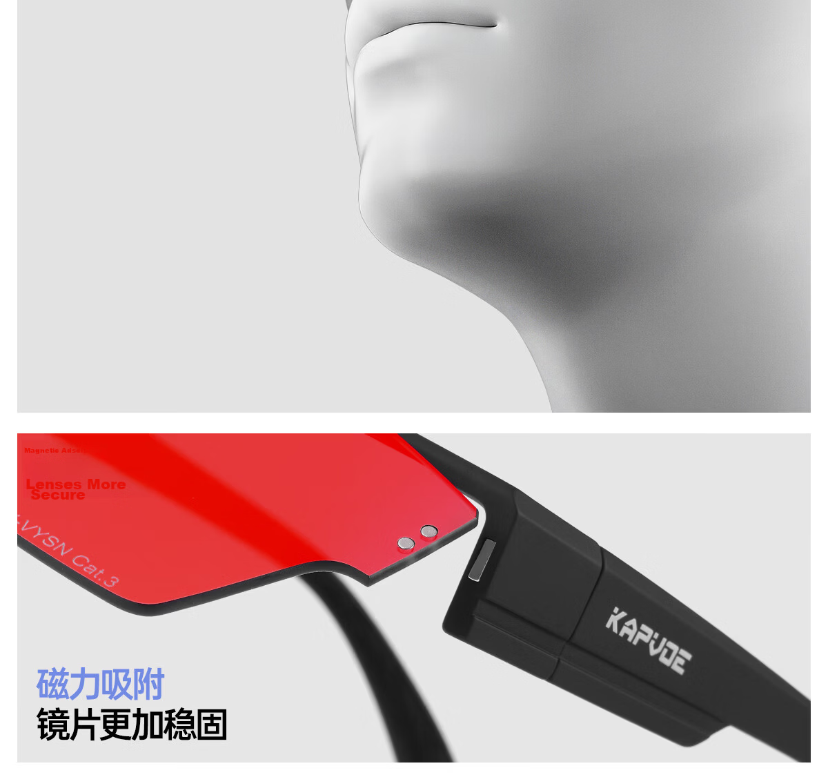 KAPVOE Wing Magnetic Flip Cycling Glasses with Prescription Insert UV Protection Windproof Dustproof Large Frame Photochromic Goggles 6