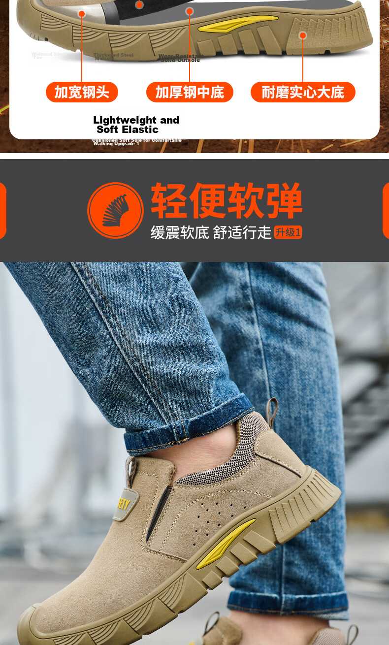 LAOGUANJIA Men's Safety Work Shoes Welding Steel Toe Anti-Smash Anti-Puncture Spark Resistant Comfortable Durable Breathable Lightweight 535 Brown Size 38 5
