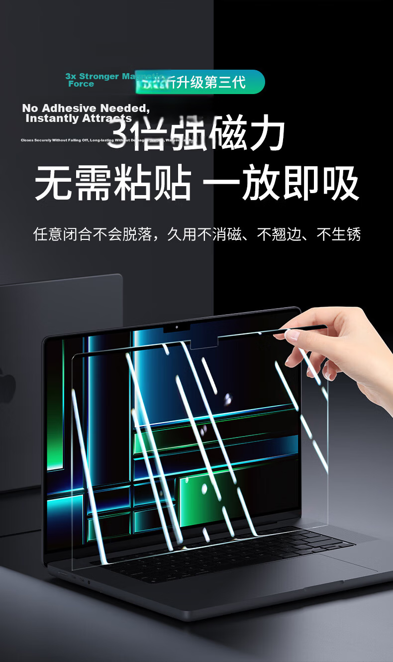 DiYiGongFang Magnetic Screen Protector for M4 Apple Laptop, Protective Film for Macbook Air 13.6-Inch M2, Ultra-Clear Sticker for Air13 M3 A3113, High-Definition Film 5