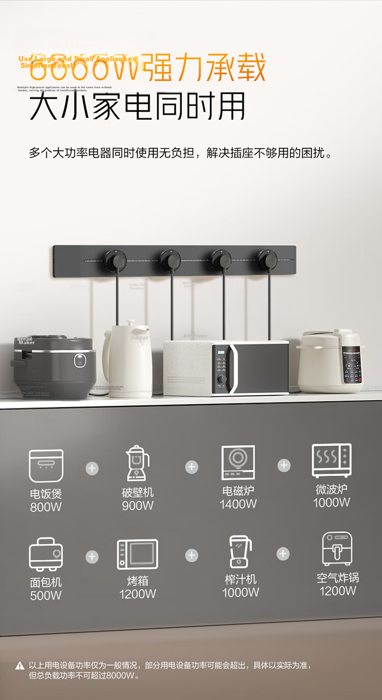 BULL Track Socket, Movable Power Strip, Rail-Type Power Strip, Sideboard Switch Socket Panel, Yuexiang Model Gb32, 100 Cm + 5 Five-Hole Ink Cloud Gray 11