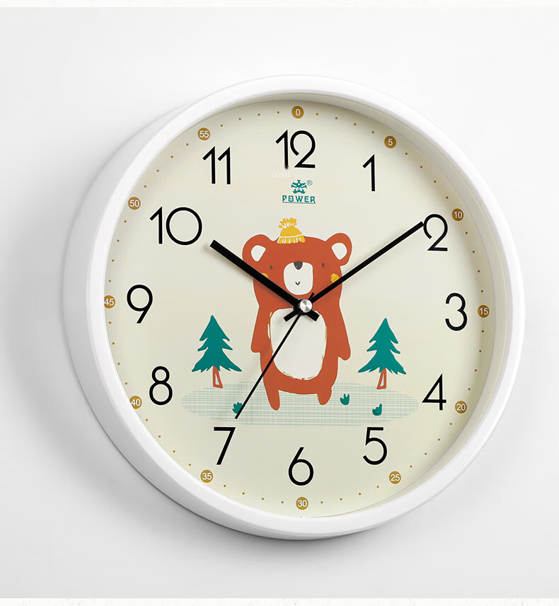 POWER Bawang Cartoon Creative Children's Wall Clock Slanted Student Learning Time Electronic Clock 30cm Dinosaur BW23043W8 18