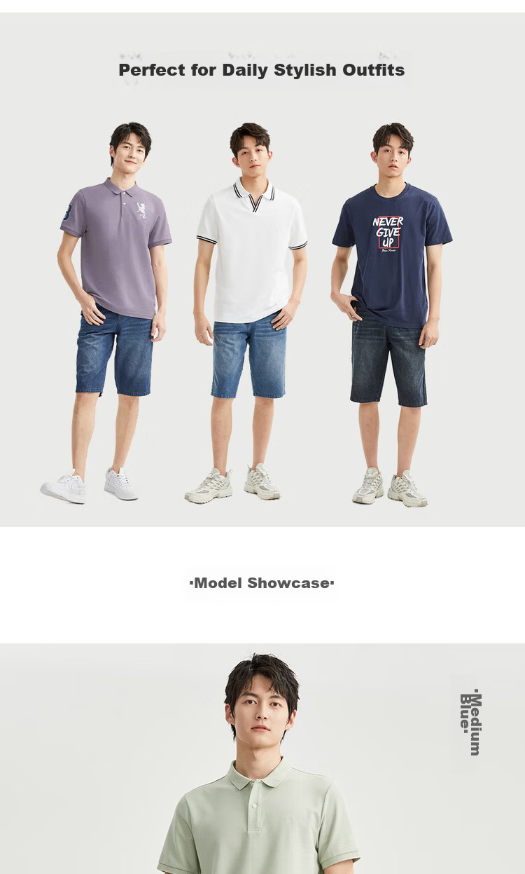 Giordano Men's 2026 Summer New Pure Cotton Lightweight Cat Whisker Mid-Rise Straight Denim Shorts 13106211 10