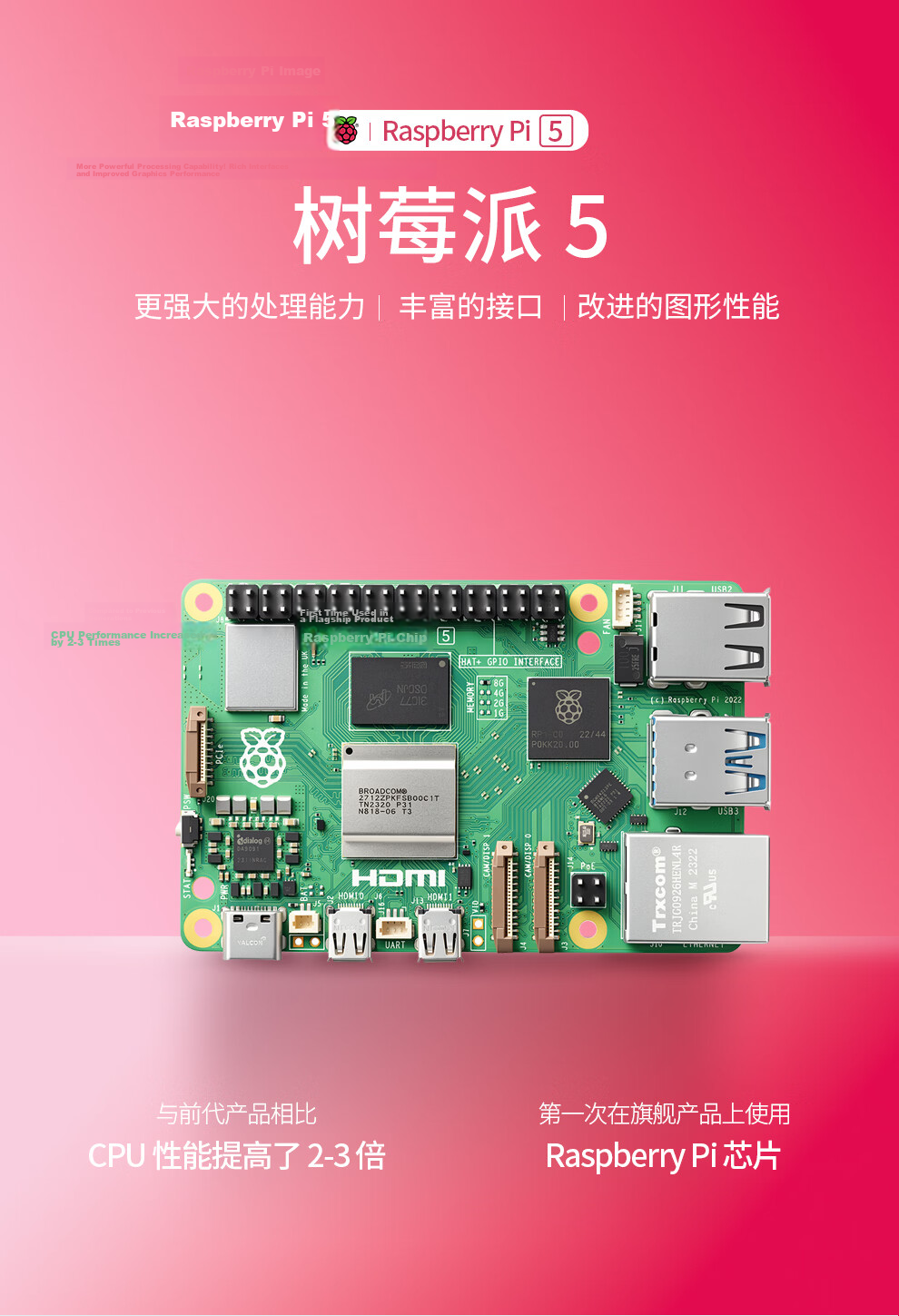 Raspberry Pi 5 Official Original Development Board 5th Generation Mainboard LINUX Kit Computer AI Programming 4GB Mainboard Visual Development Kit (8GB) 2