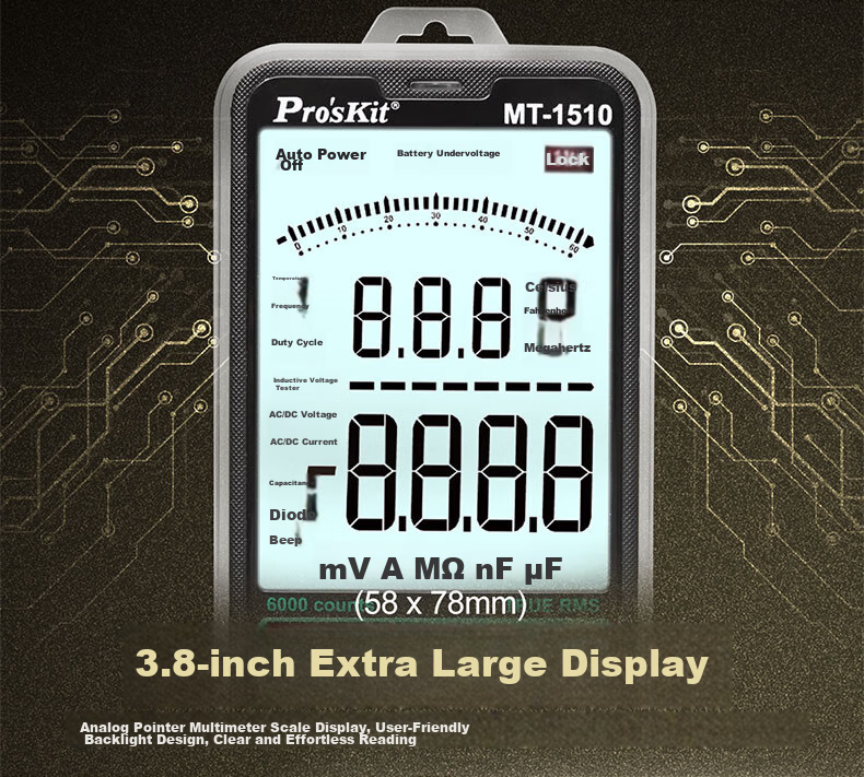 Pro'sKit MT-1280D Digital Multimeter, LCD Display, Intelligent Burn Protection, Universal Meter, Electrician's Meter 5