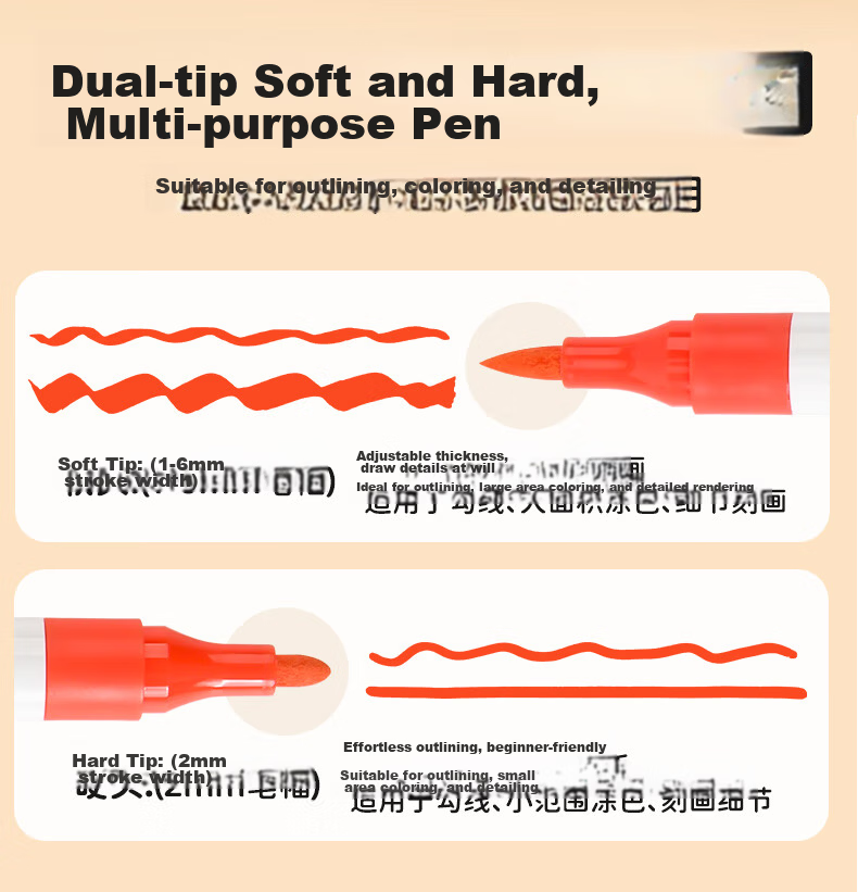 Touchcolor Double-Ended Acrylic Marker Soft Tip Student Drawing Pen Washable Non-Toxic Watercolor Pen for Kids Art Layering Opaque 48-Color Set 3