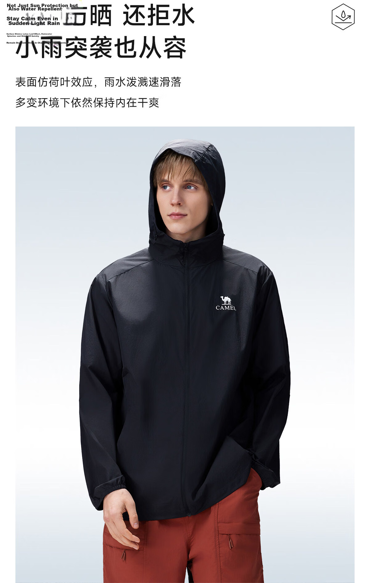 CAMEL Outdoor Original Yarn Sun Protection Jacket 2026 Spring Summer New Men's UPF1000 Cooling Water-Repellent Sports Jacket 9
