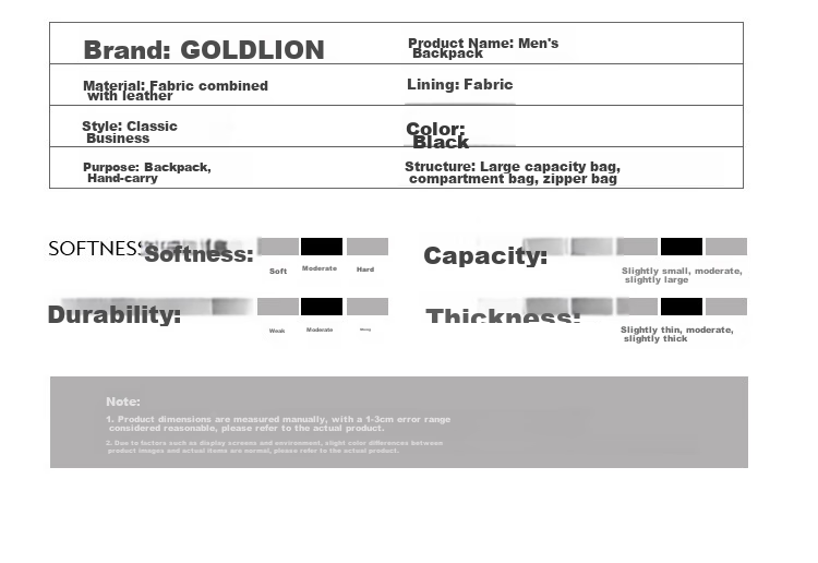 Goldlion Business Backpack, Outdoor Travel Backpack for Men, Laptop Bag, Fashionable Schoolbag, Birthday Gift 19