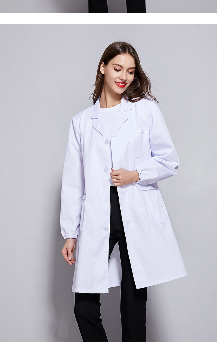 LABORS TZ012 White Lab Coat Laboratory Workwear Chemistry Lab Pharmacy Female M Elastic Cuffs Customizable 1