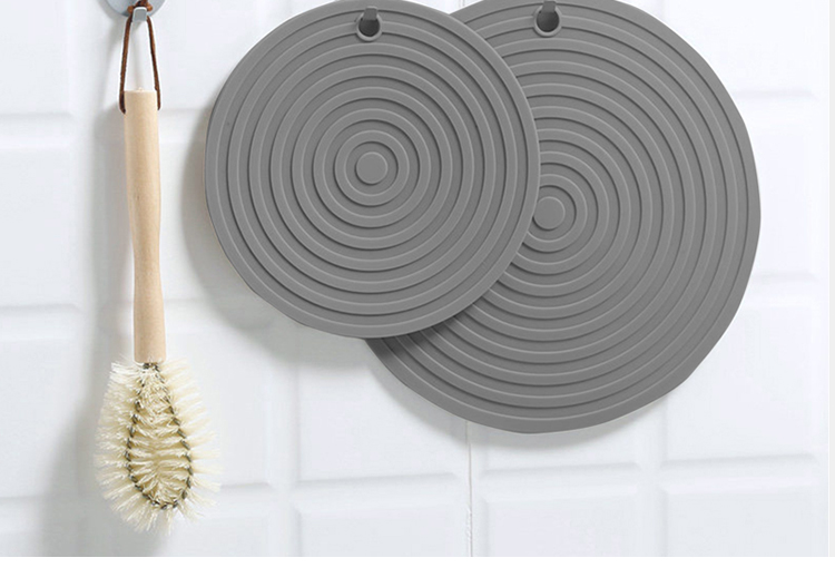 FOOJO Silicone Placemats Heat-Resistant Coasters for Home And Camping, Thickened Threaded Pot Holders, Set of 2, Gray + Pink 13
