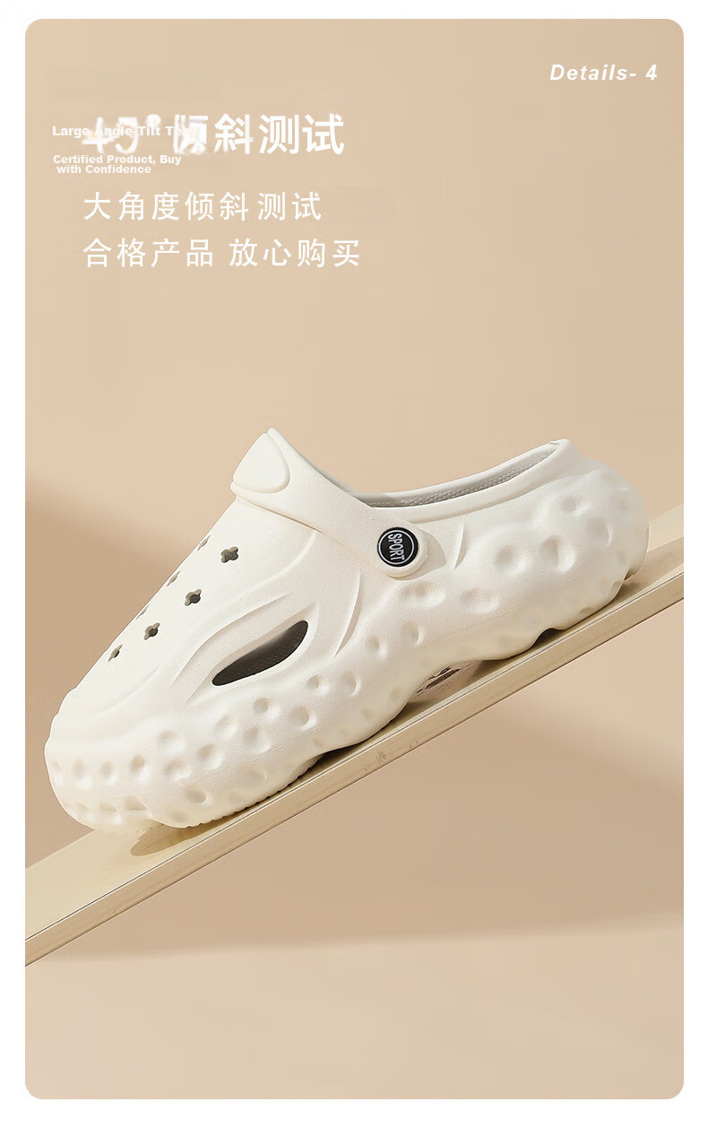 GUOLUOFEI Baotou Slippers Men Outdoor Summer Thick Sole Non-slip Beach Women's Sandals White Size 40-41 6