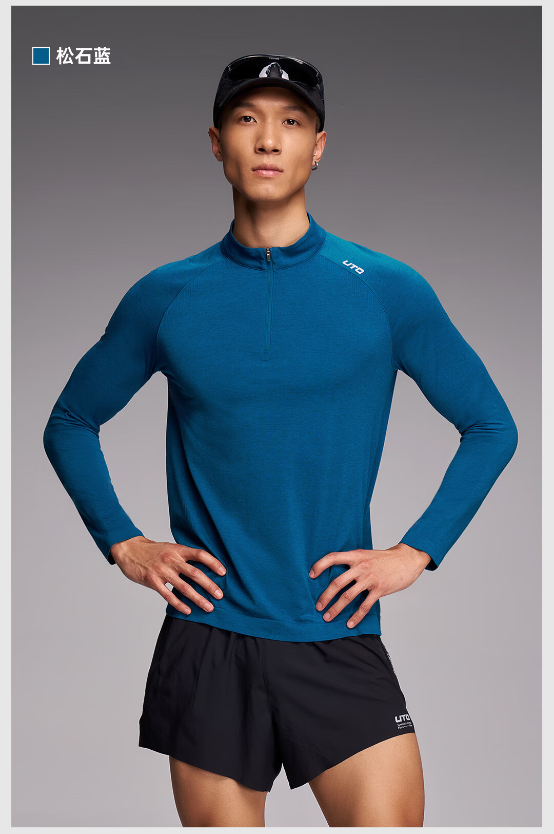 UTO Half-Zip Sports Quick-Dry Long Sleeve T-Shirt for Men and Women Outdoor Running Hiking Top Classic Black (Women's) M 16
