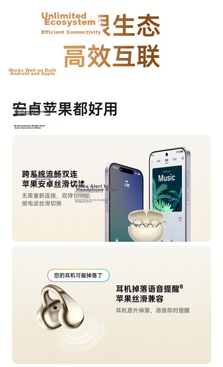 OPPO Enco Clip2 Open-Ear Headphones Clip-On Earphones Wireless Bluetooth Earbuds Sun Yat-Sen Style Comfortable Fit Compatible with Apple Huawei Xiaomi Phones Deep Space Gray 15