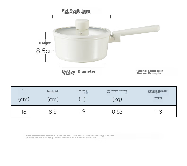 Carote Non-Stick Titanium Ceramic Milk Pot Baby Food Lightweight Small Pan 20cm Multi-Function Stew and Soup Pot for Home Use 18