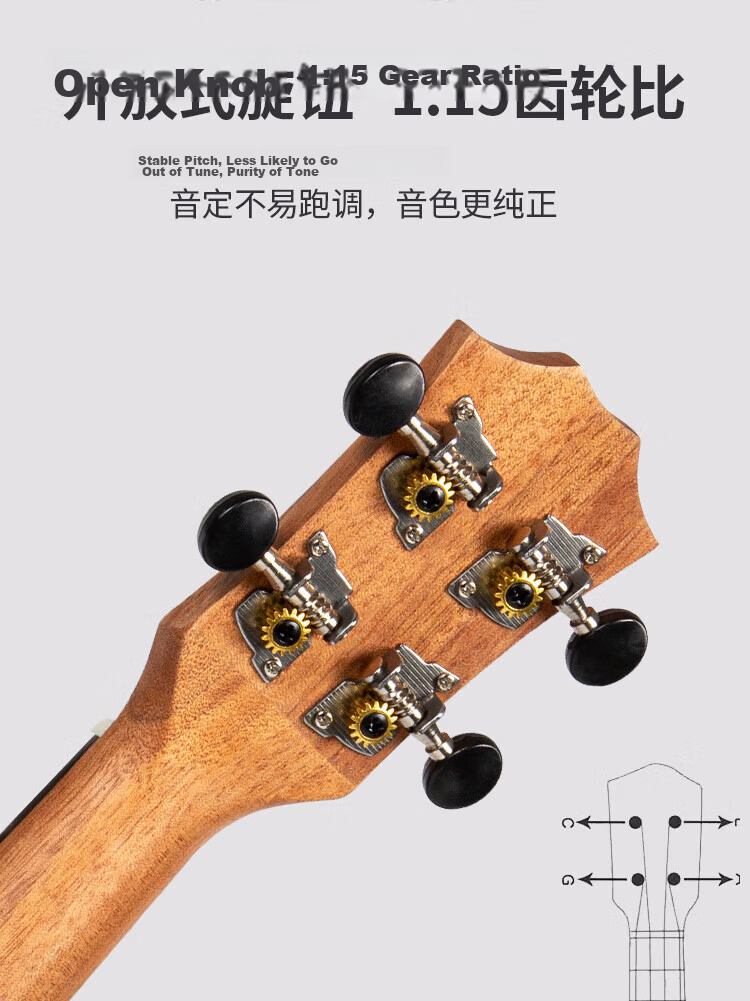 AODSK AUC-P08 Ukulele for Beginners, 23-Inch Sapele Wood Small Guitar 10