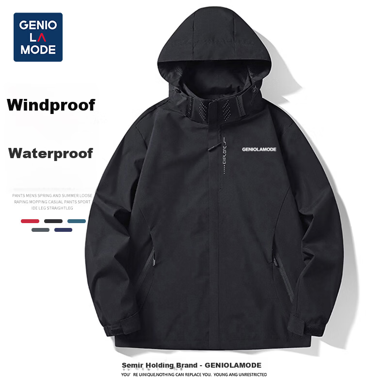 GENIOLAMODE Men's Jacket Semir Group Hooded Windproof Water-Repellent Outdoor Sports Versatile Softshell Coat