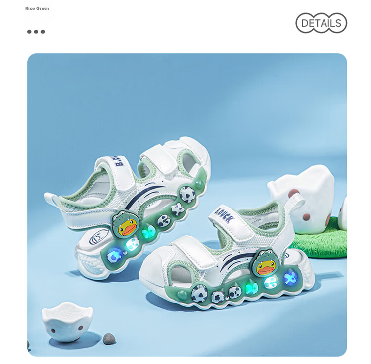 B.Duck Girls' Sandals, Summer Shiny Colorful Light-Up Shoes, Baby Closed-Toe Beach Shoes, 5017 Pink, Size 28 19