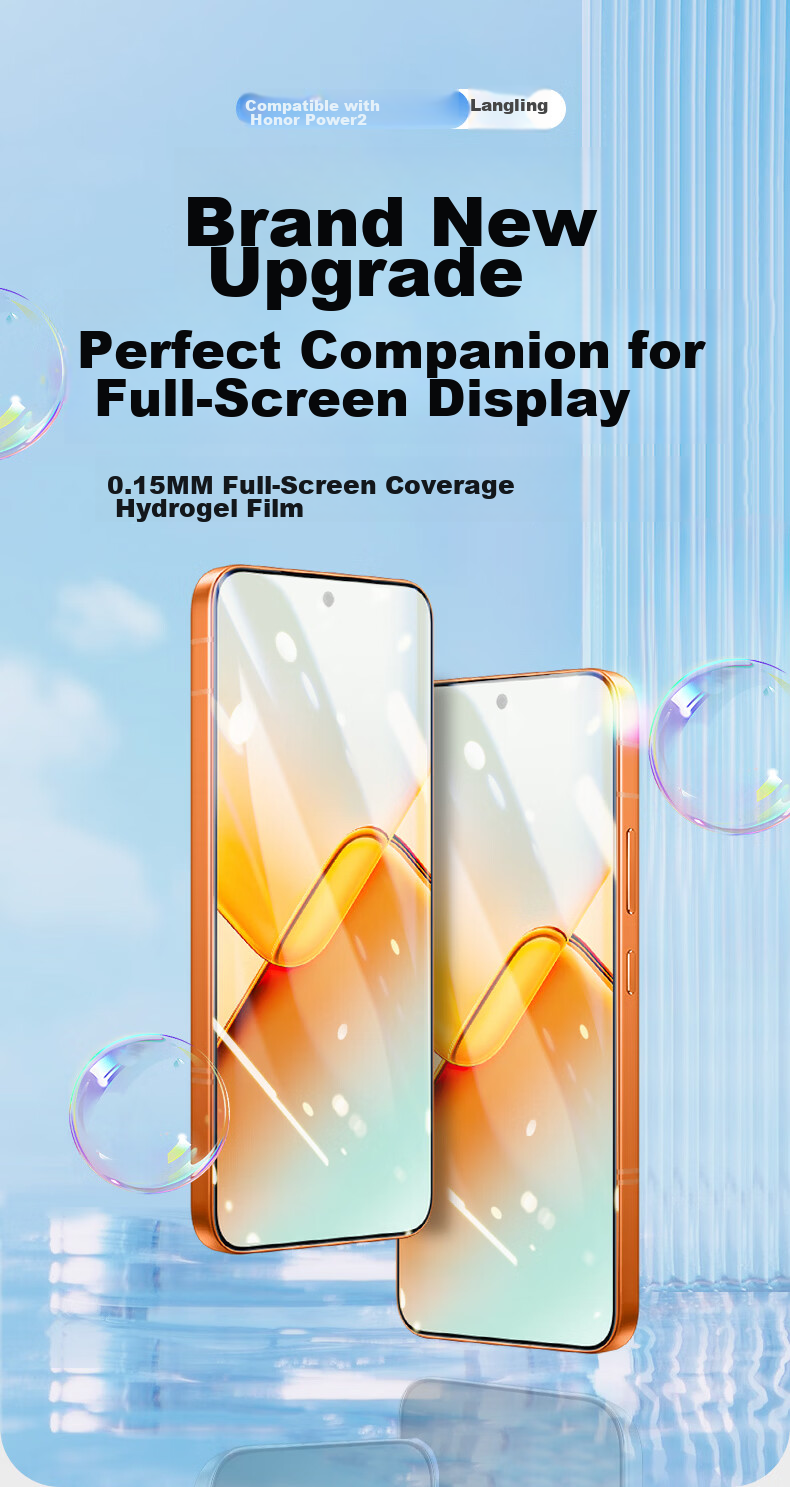 Langling [2-Pack] Tempered Glass Screen Protector for Honor Play6T, Full Coverage, HD Anti-Fingerprint, Shockproof Ultra Clear Mobile Phone Protective Film 1