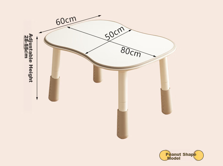 Zhuobo Adjustable Children's Study Desk Early Education Drawing Game Table Small Dining Table BZ06 Beige Peanut Shape 16