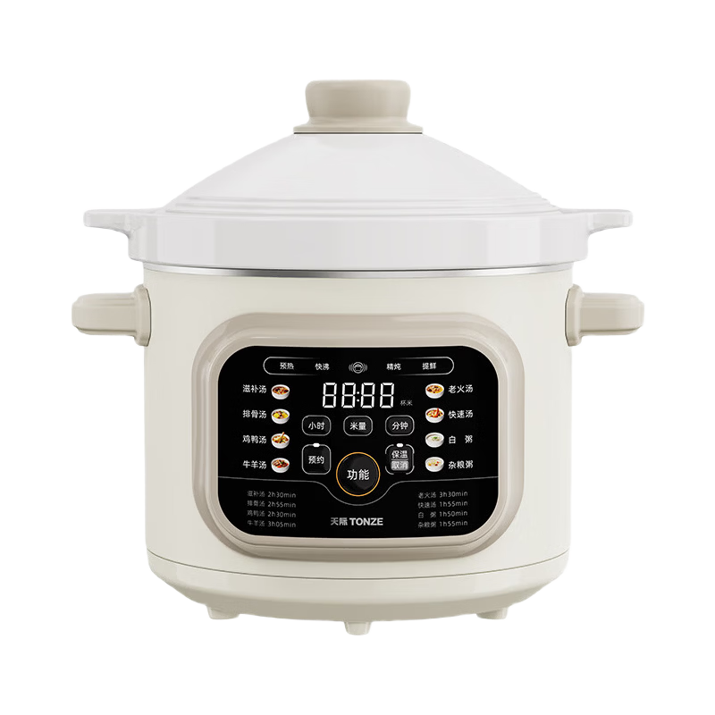 TONZE Electric Stew Pot Soup Cooker Boiling Stew Series Household Ceramic Fully Automatic Soup Cooker Porridge Maker 4-6 People 4L DDG-40DF