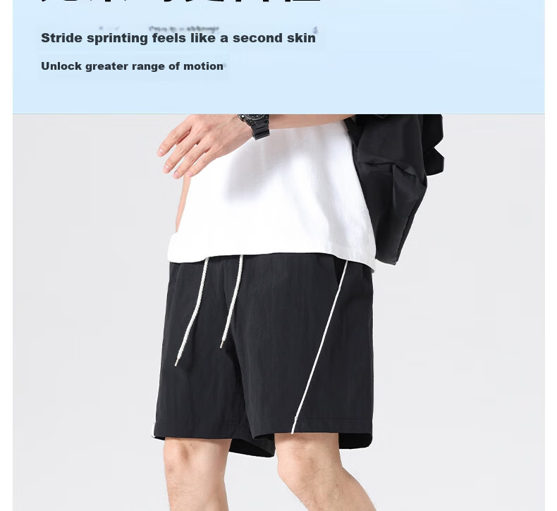 LangSha Men's Sports Shorts Summer Breathable Lightweight Loose Casual Outdoor Quick-Dry Running Fitness Ice Silk Five-Point Pants 12