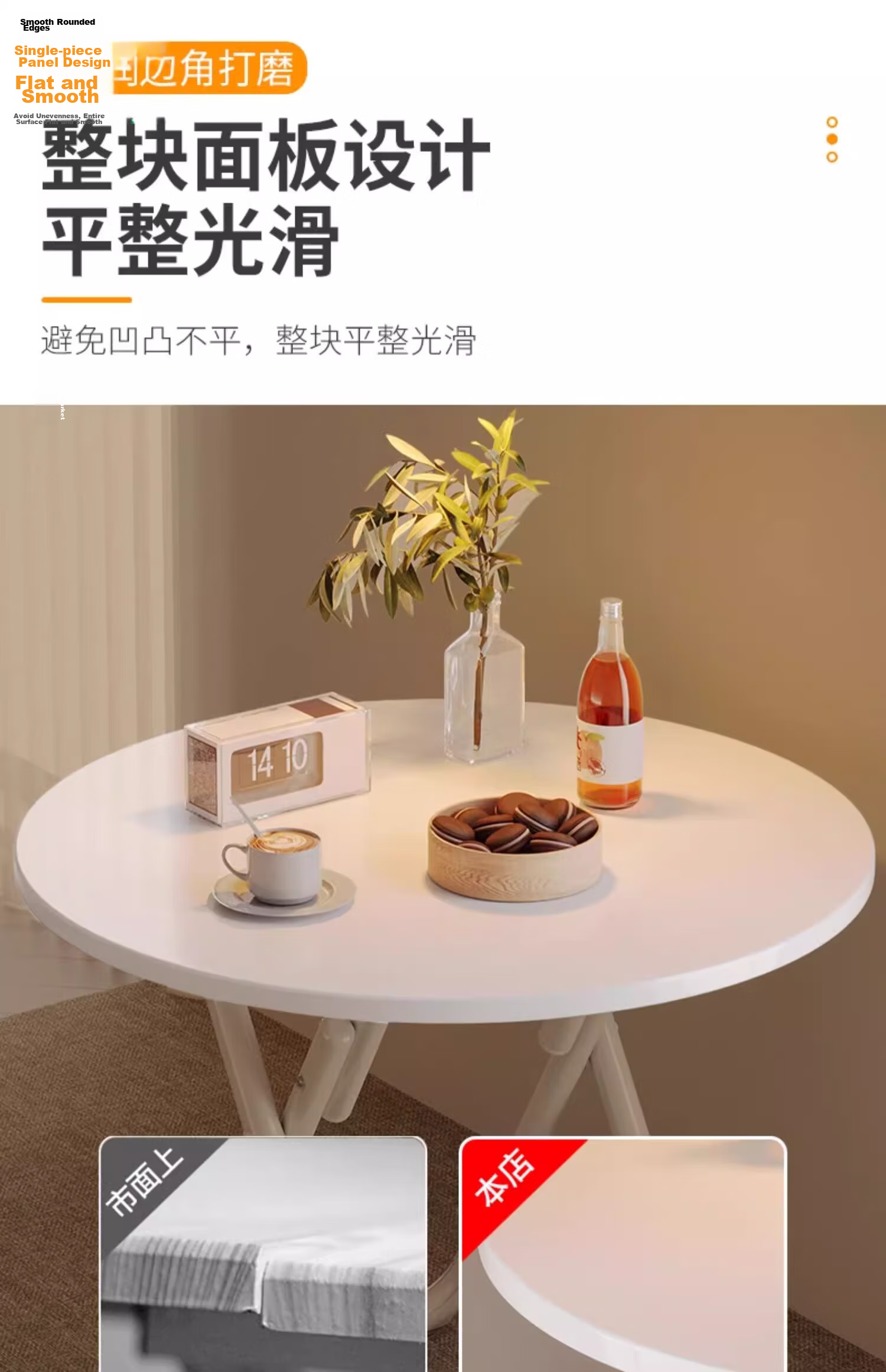 Chibilun Home Dining Table Small Apartment Cream White Square Table Portable Folding Table for Rental, Tea Shop, and Stall 7