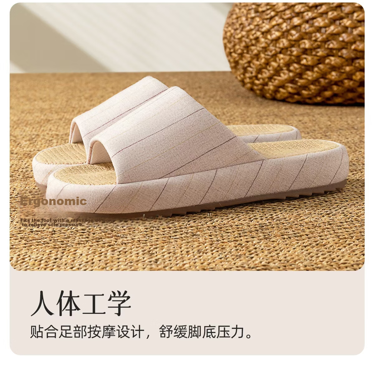 Lidani Thick Sole Linen Slippers with Beef Tendon Sole Indoor Home Wool Slippers 2026 New Rock Gray 42-43 10