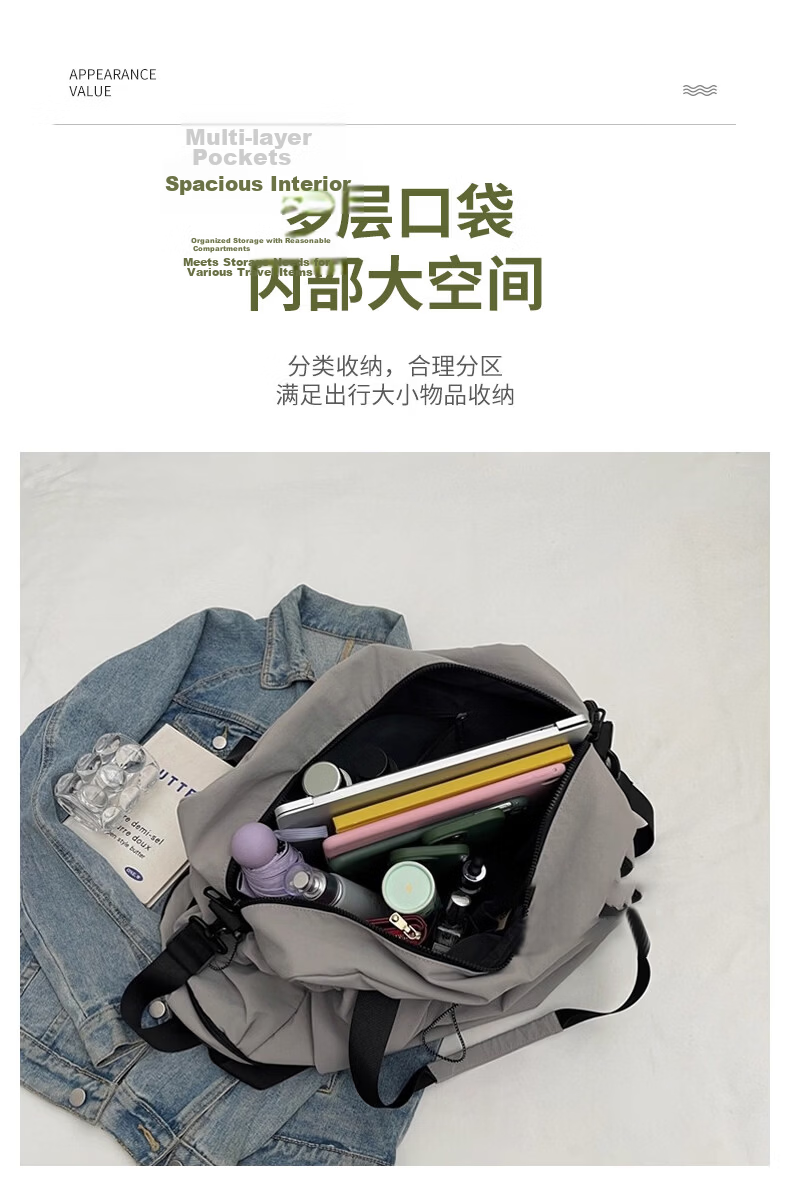 40,000 KM Travel Bag Large Capacity Expandable Luggage Sleeve Maternity Gym Handheld Crossbody Bag for Men and Women 6