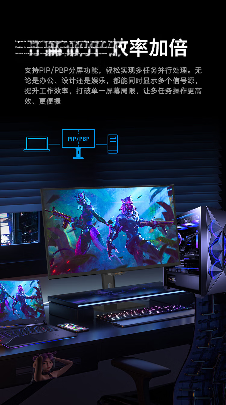 Skyworth 32-inch 4K 160Hz Gaming Monitor Fast IPS 1ms 10.7 Billion Colors HDR400 TÜV Low Blue Light Computer Display F32G70U 12