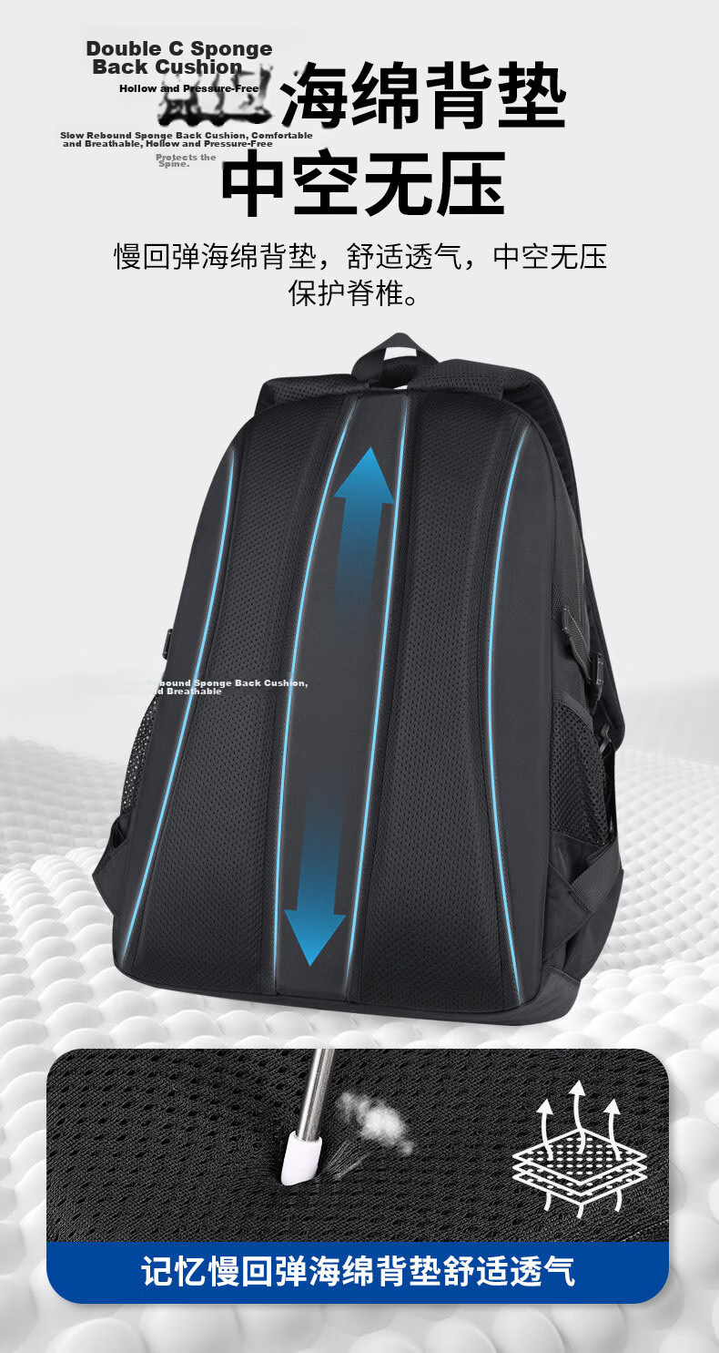 Edison Inventor High School Student Large Capacity Middle School University Lightweight Ergonomic Backpack Travel Laptop Bag W59-1 9