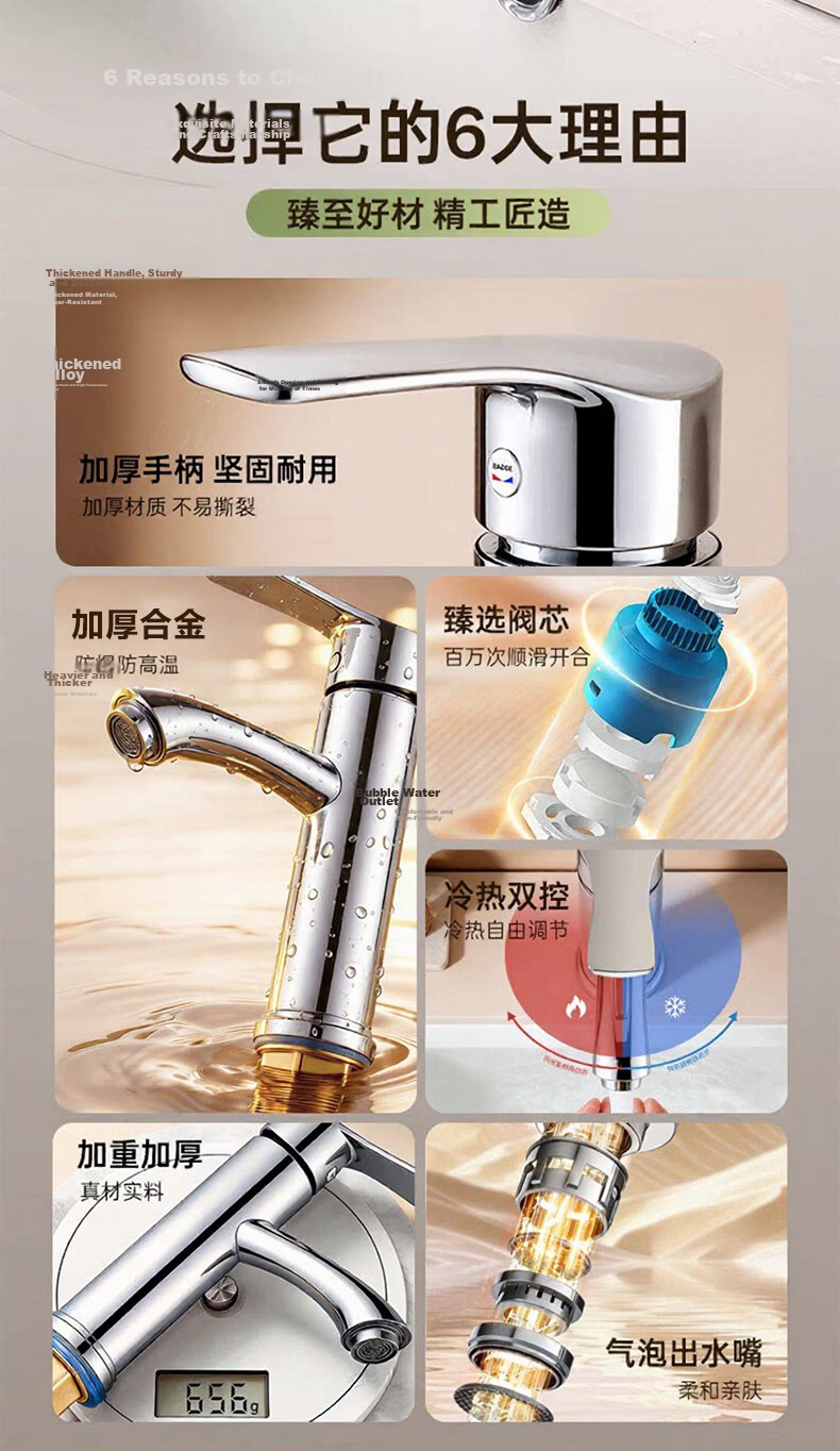 Vanward Basin Faucet Bathroom Sink Washbasin Faucet Bathroom Cabinet Countertop Hot and Cold Dual Control Faucet M16 2