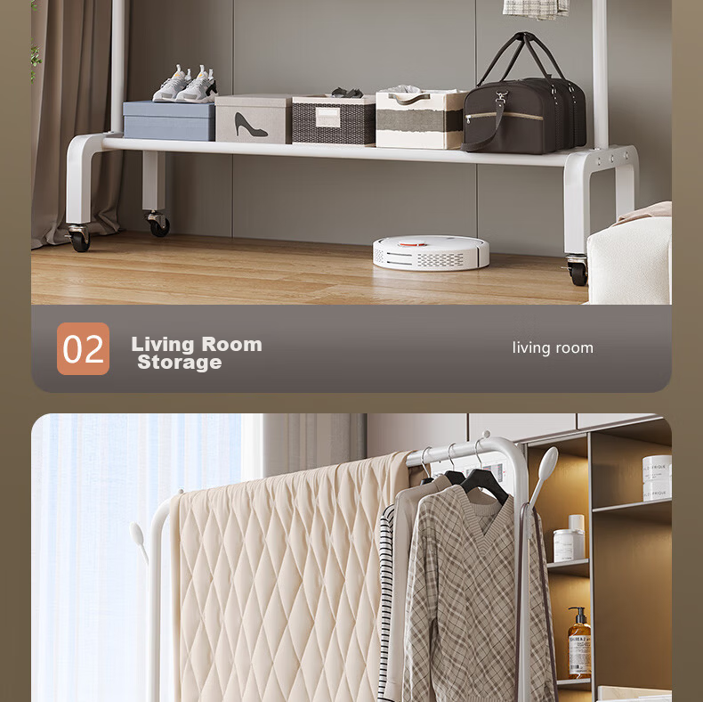 Nanye Floor Clothes Drying Rack Multifunctional Simple Home Bedroom Balcony Thickened Coat Hanger DGW-3B 19