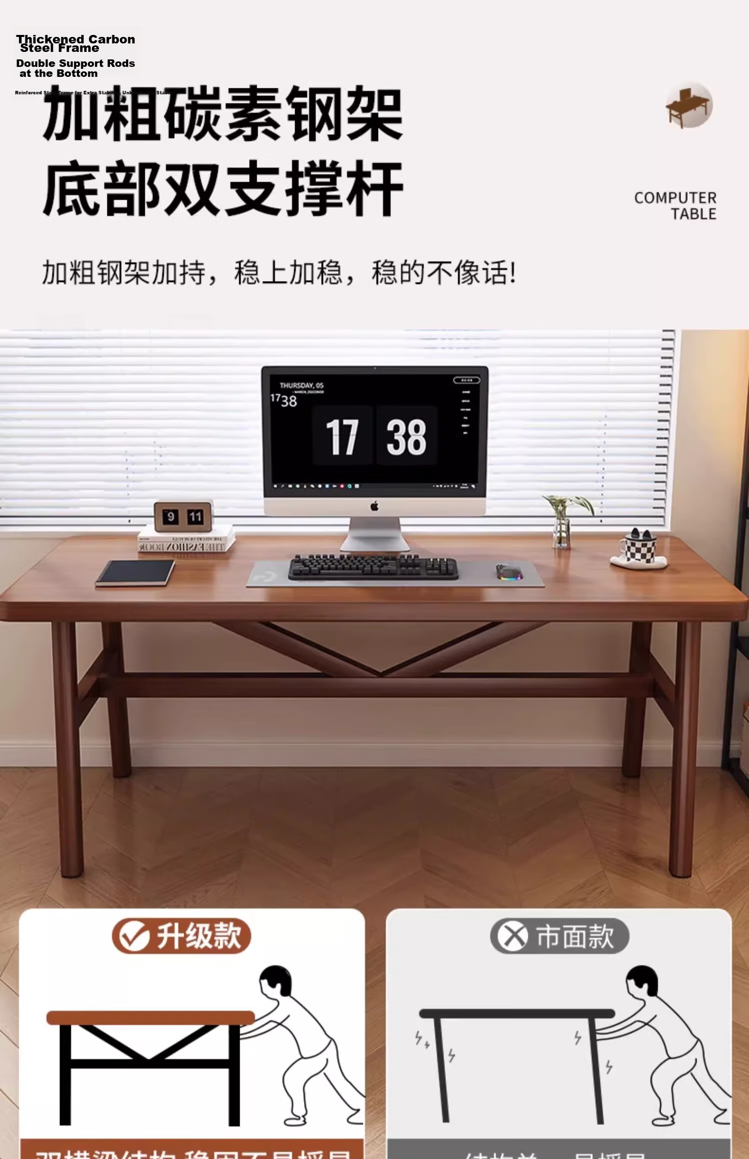 Yimo Computer Desk Bedroom Home Study Office Desk Modern Simple Rectangular Workstation Rental Room Table Original 2 17