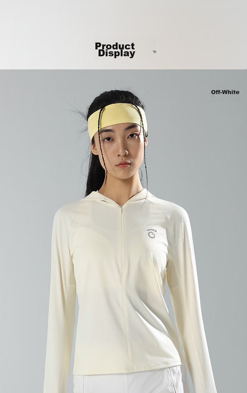 Macondo Women's Hooded Sun Protection Jacket Long Sleeve Cooling Slim Fit Short Style UV Protection Classic Off-White L 10
