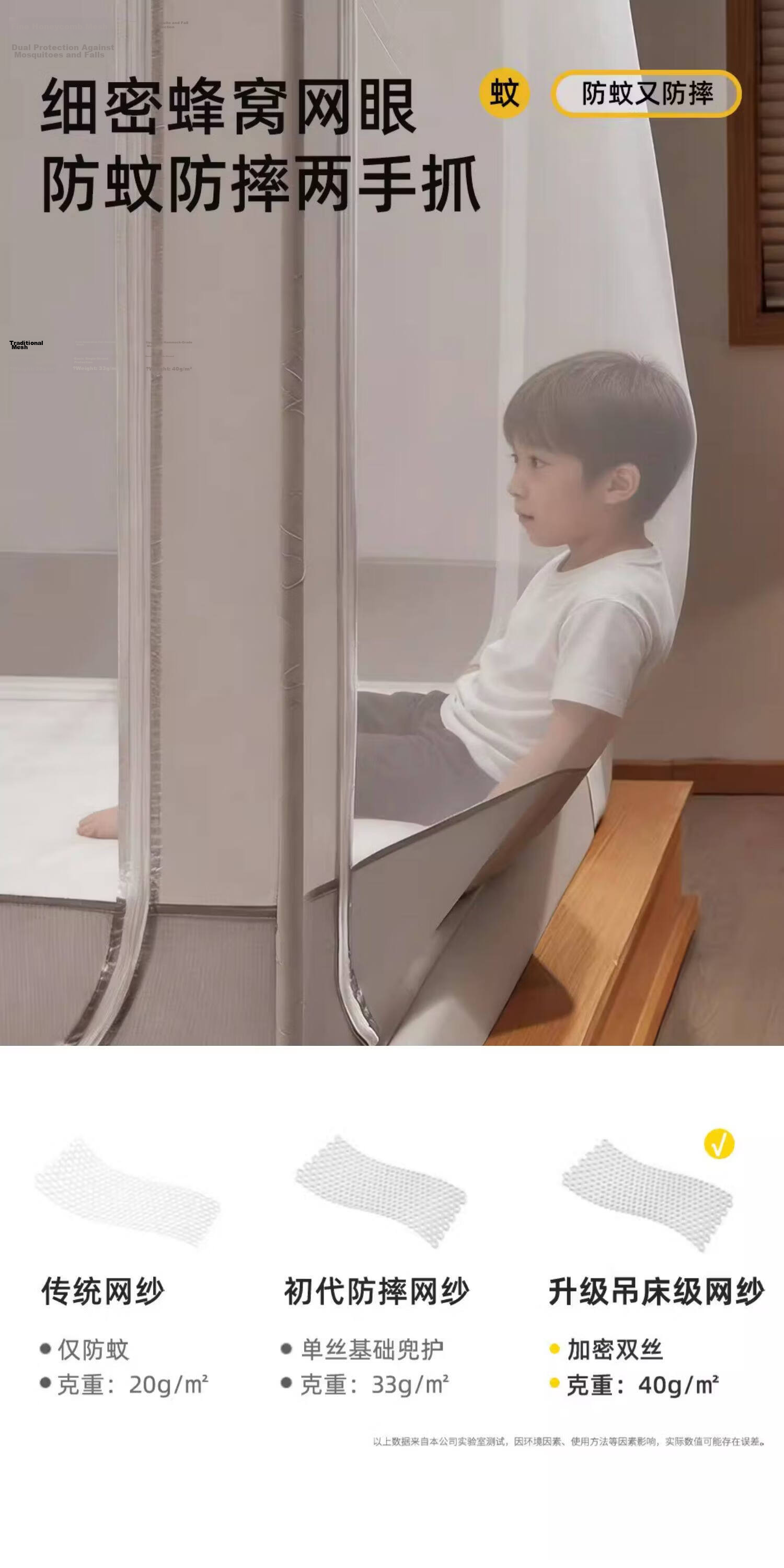 XIHAN Class A Home Baby Anti-Fall Playpen Mosquito Net with Three Doors 1.8*2m Bed [Base Support with Fan Rod] 19