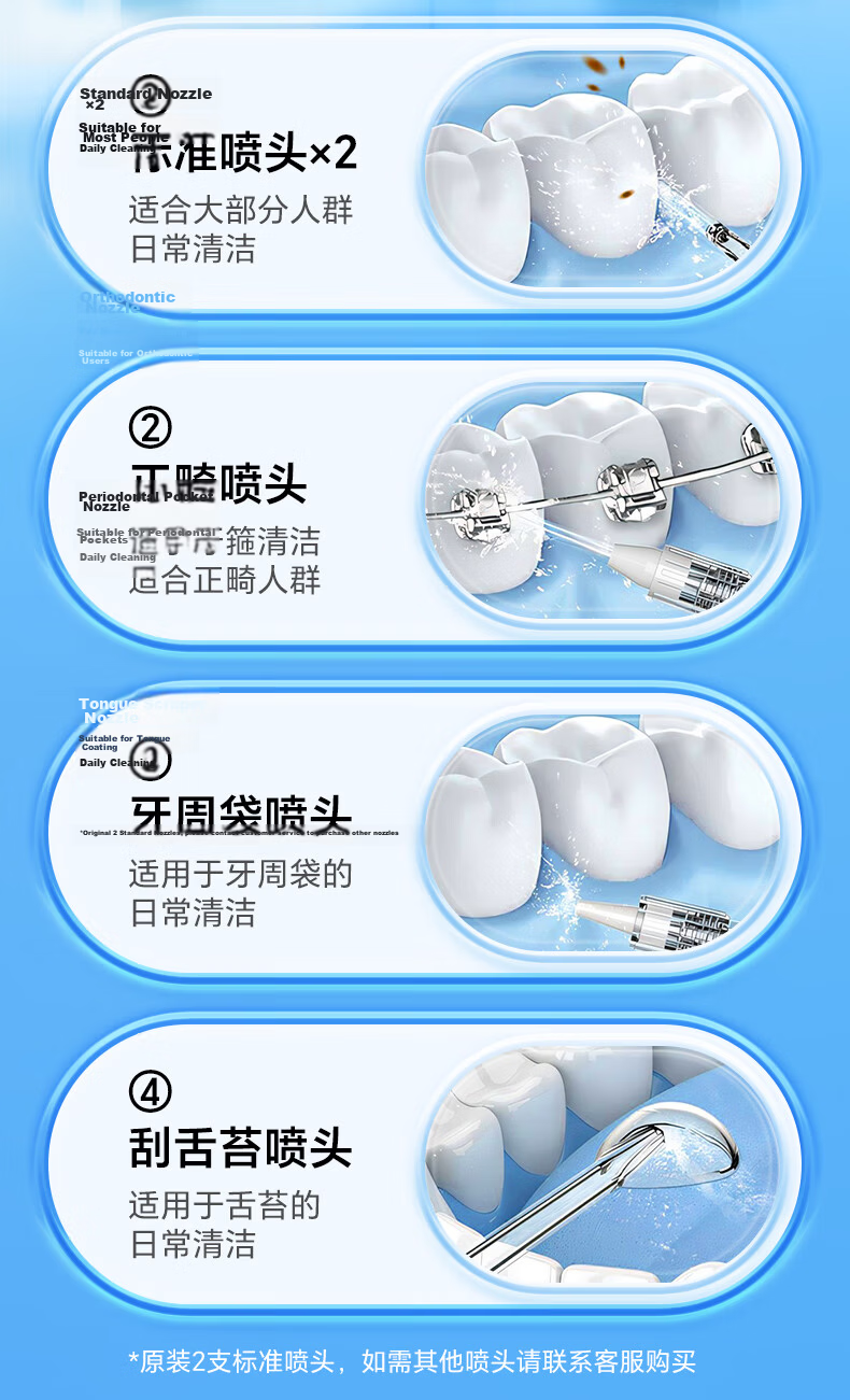 BILESHI Portable Water Flosser, Dental Irrigator, Oral Irrigator, Water Flosser, Tartar Remover, Ozone Sterilizer, Gift for Boyfriend, Girlfriend, Father's Day Present FC3810 10