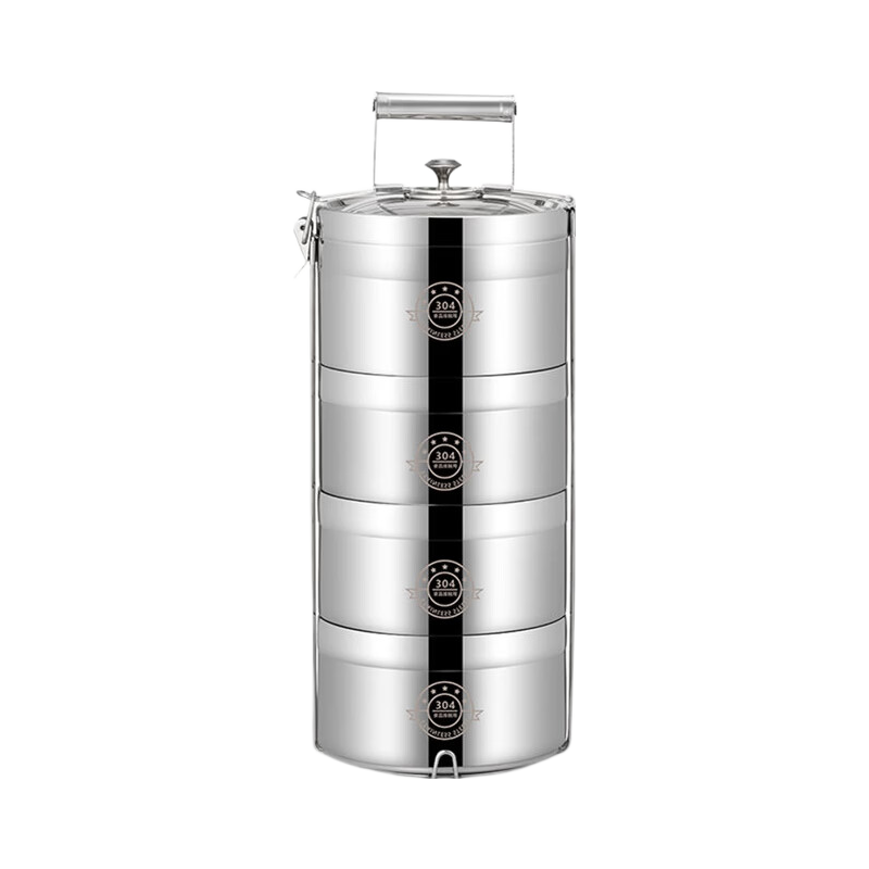 Caitang Smart 304 Stainless Steel Four-Layer Insulated Lunch Box Basket Insulated Container Layered Bento Box 14cm (Jing Warehouse)