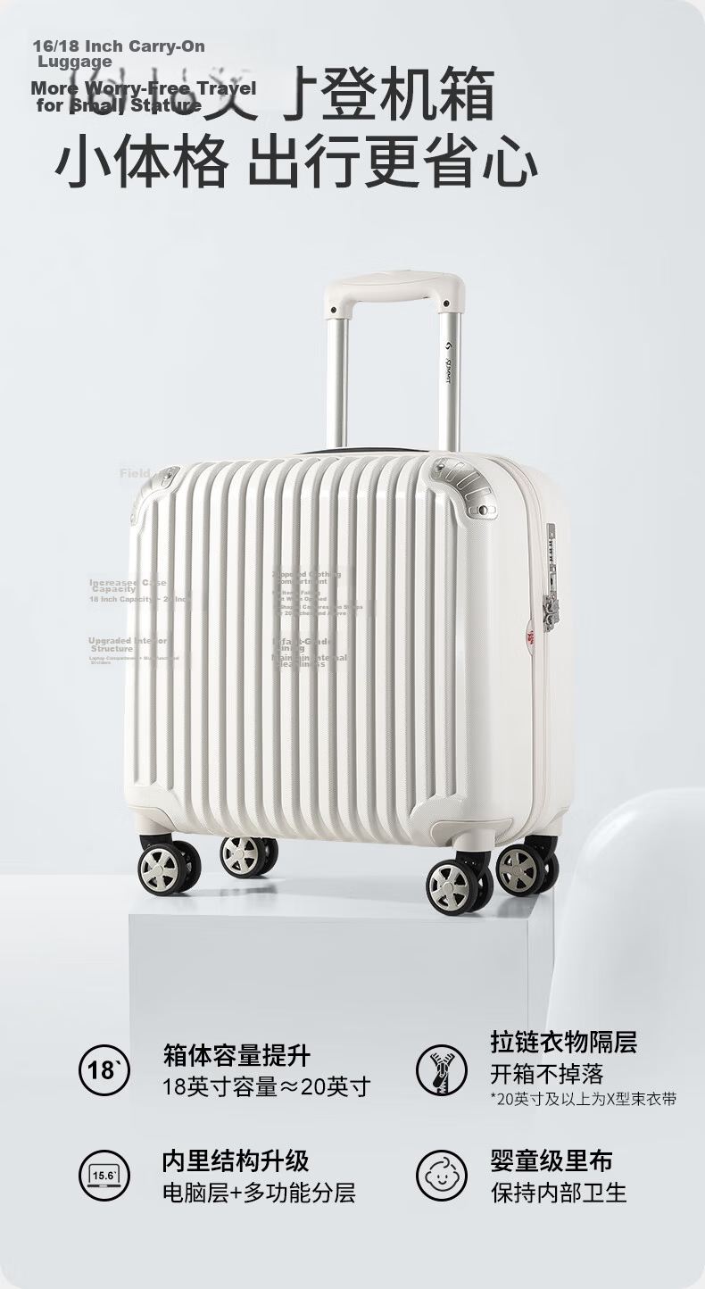 Samit 22-inch Expandable Large Capacity Suitcase Silent Universal Wheel Trolley Case PC338 Rose Gold 2