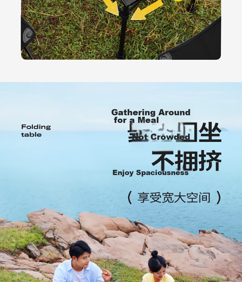 Gosoo Egg Roll Table Camping Table Outdoor Folding Table Market Picnic Table Portable Outdoor Balcony Leisure Table Black 6